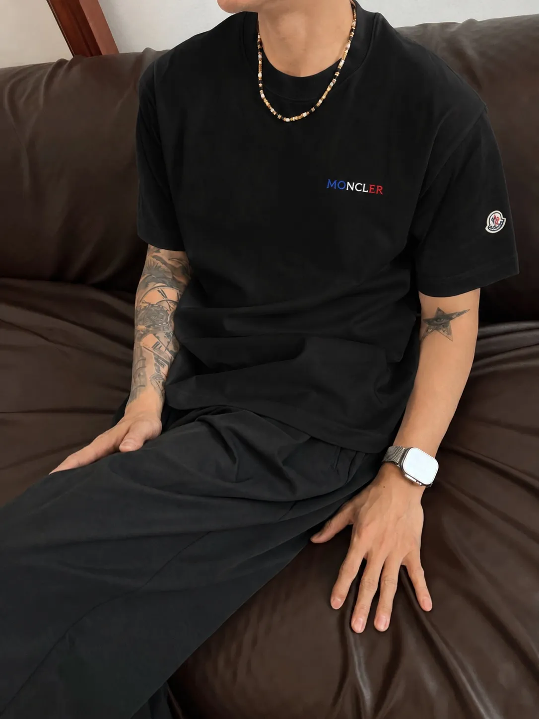moncle～ 《 》7a tee ， Same Style ， : Black White Coffee Brown Size：S（90-130 ） M（125-150 ） L（135-165 ） XL（160-190 ） XXL（185-220 ）